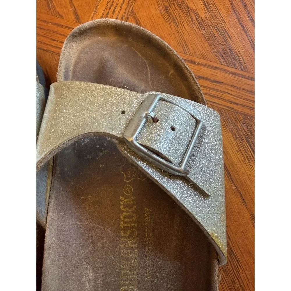 Birkenstock Madrid Silver Leather Sandals size 40 US Women's 9 -9.5